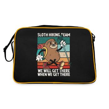Faultier Wanderteam Lustiger Wanderer Faultiere - Retro Tasche - Schwarz/Gold - Hinten