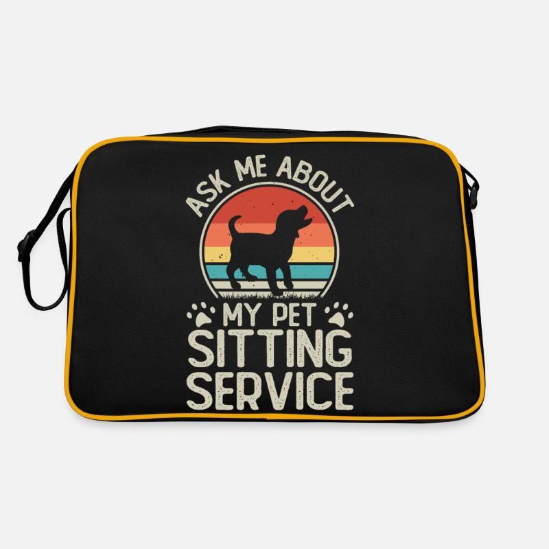 Hund Hunde - Retro Tasche - Schwarz/Gold