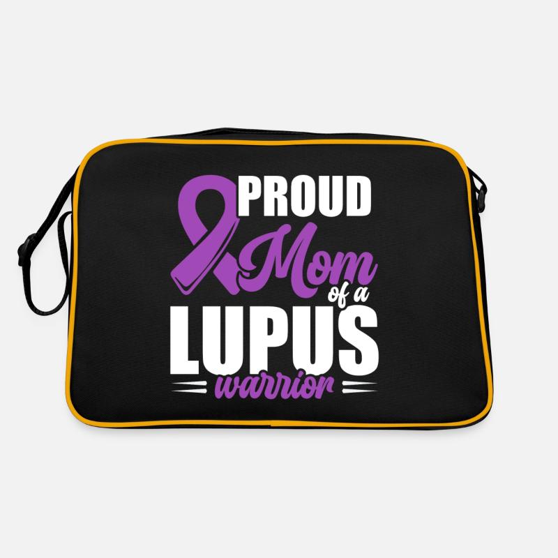Fière maman d’un guerrier lupus Ruban violet Sac Retro
