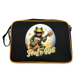 Drôle de grenouille avec guitare électrique et dicton - Sac Retro - noir/or - Dos