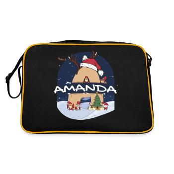 Nom génial d’Amanda avec Santa Hat dans le thème de Noël - Sac Retro - noir/or - Dos