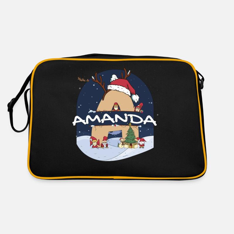 Awesome Amanda Name w Santa Hat in Xmas Theme Retro Bag