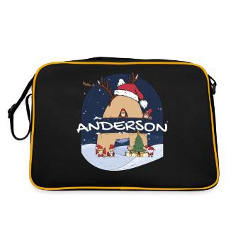 Awesome Anderson Name w Santa Hat in Xmas Theme - Retro Bag - black/gold - Back