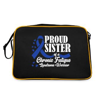 Stolze Schwester Eines Kriegers Mit Chronischem - Retro Tasche - Schwarz/Gold - Hinten