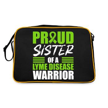 Stolze Schwester Eines Borreliose-kriegers - Retro Tasche - Schwarz/Gold - Hinten