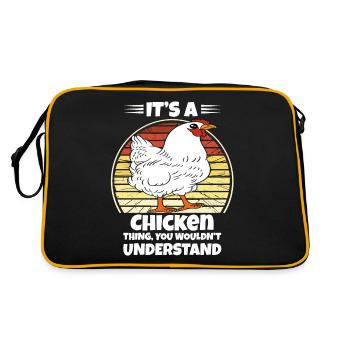 Funny Chicken Saying Chicken - Retro Bag - black/gold - Back