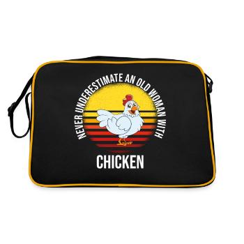 Funny Chicken Saying Chicken - Retro Bag - black/gold - Back