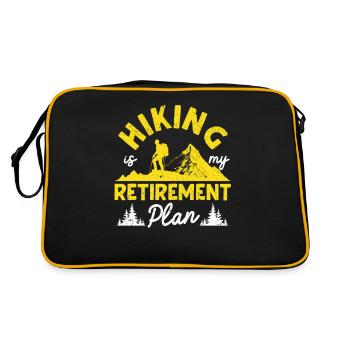 Wandern ist mein Ruhestandsplan Lustiger Wanderer - Retro Tasche - Schwarz/Gold - Hinten