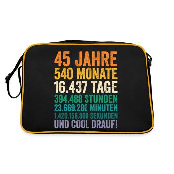 45 Jahre Fünfundvierzigster Geburtstag - Retro Tasche - Schwarz/Gold - Hinten