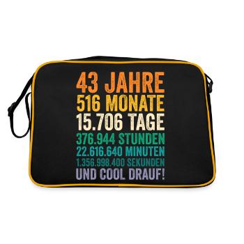 43 Jahre Fünfundvierzigster Geburtstag - Retro Tasche - Schwarz/Gold - Hinten