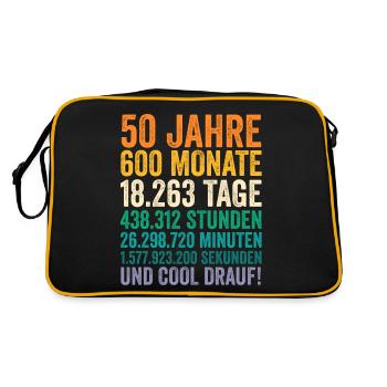 50 Jahre Fünfundvierzigster Geburtstag - Retro Tasche - Schwarz/Gold - Hinten