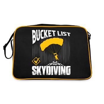 Bucket List: Skydiving Skydiver Parachute - Retro Tasche - Schwarz/Gold - Hinten