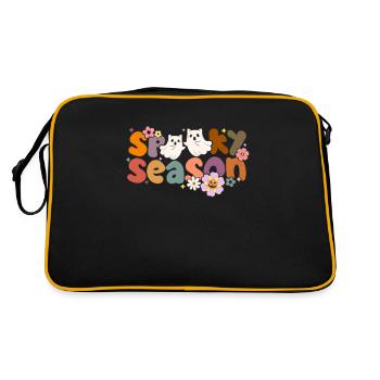 Spooky Season Floral Ghost Groovy Halloween - Retro Tasche - Schwarz/Gold - Hinten