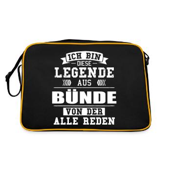 Stadt Bünde Deutschland Legende Spruch - Retro Tasche - Schwarz/Gold - Hinten