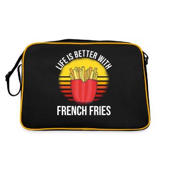 Lustige Pommes Lustig French Fries - Retro Tasche - Schwarz/Gold - Hinten