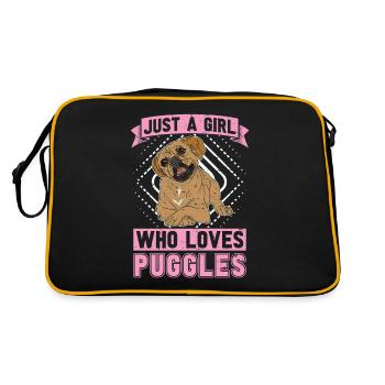 Just A Girl Who Loves Puggles Dogs Puggle - Retro Bag - black/gold - Back
