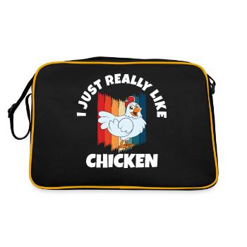 Funny Chicken Saying Chicken - Retro Bag - black/gold - Back