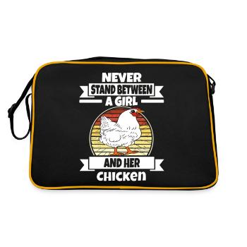 Funny Chicken Saying Chicken - Retro Bag - black/gold - Back