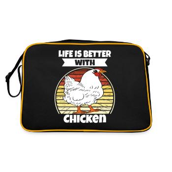 Funny Chicken Saying Chicken - Retro Bag - black/gold - Back