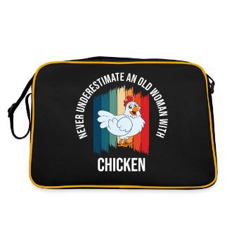 Funny Chicken Saying Chicken - Retro Bag - black/gold - Back