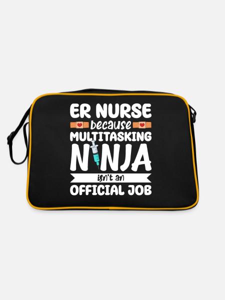 Funny Nurse Gifts - Retro Bag - black/gold - Back