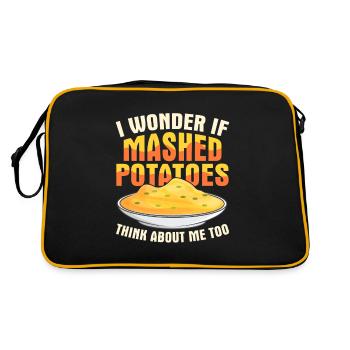I Wonder If Mashed Potatoes Thanksgiving Food - Retro Bag - black/gold - Back