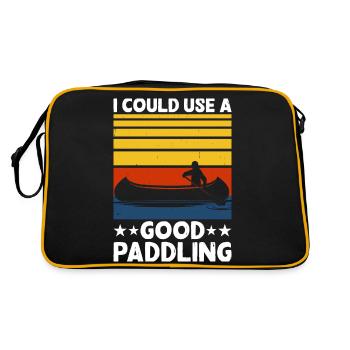 Kanu Kanut Kanutin Kanufahrer - Retro Tasche - Schwarz/Gold - Hinten