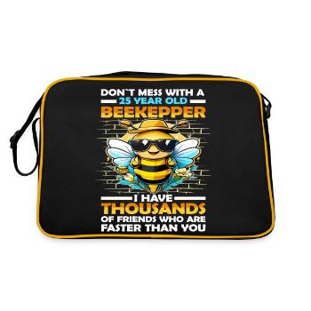 25 years old don't mess with a beekeeper birthday - Retro Bag - black/gold - Back