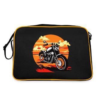 Moto vintage dessin illustration - Sac Retro - noir/or - Dos