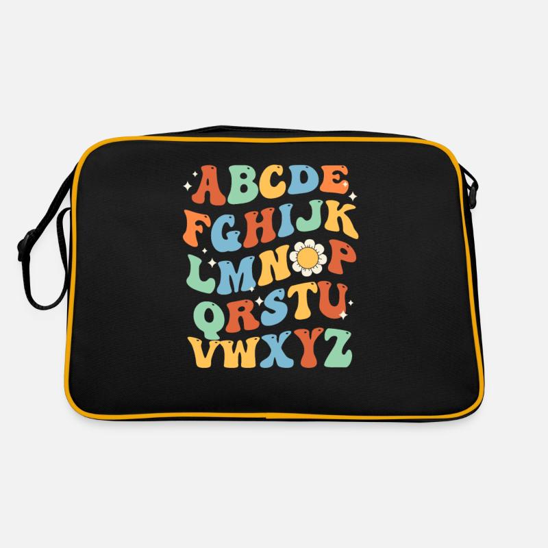 Groovy ABC Elemeno Hi Alphabet Teacher Learn Back Retro Tasche