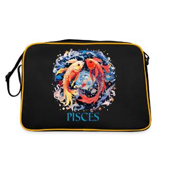 Cool Zodiac Sign Pisces Design for Women and Men - Retro Bag - black/gold - Back