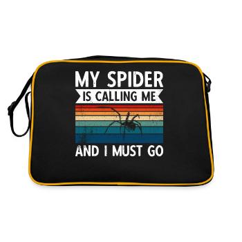 Spinnenbesitzer Spinne Spinnenzüchter - Retro Tasche - Schwarz/Gold - Hinten
