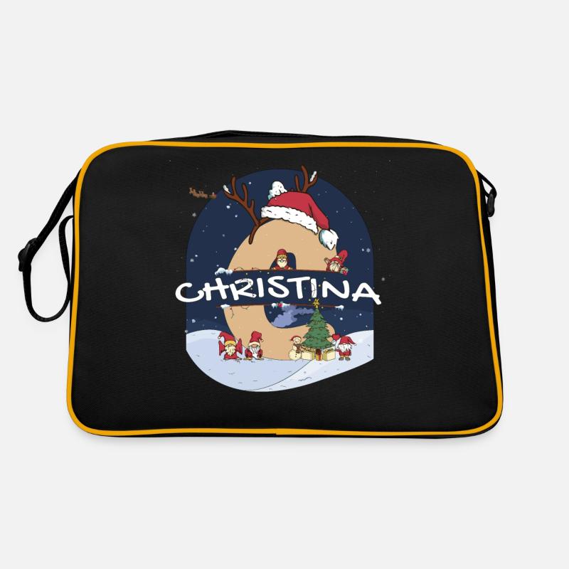 Génial Christina Name w Santa Hat dans le thème de Noël Sac Retro