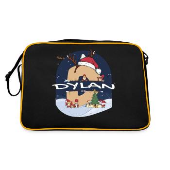 Awesome Dylan Name w Santa Hat in Xmas Theme - Retro Bag - black/gold - Back