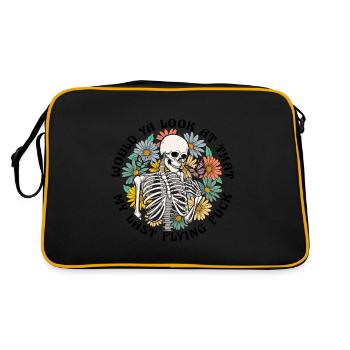 Squelette de fleur avec dicton - Sac Retro - noir/or - Dos