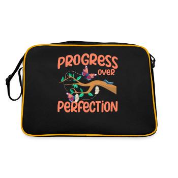 Progress instead of perfection Motivating teacher - Retro Bag - black/gold - Back