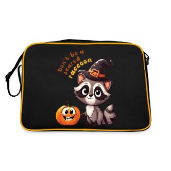halloween scared raccoon - Retro Bag - black/gold - Back