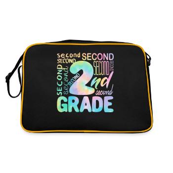 Tie Dye 2nd Grade Second Typography Team Student - Retro Bag - black/gold - Back