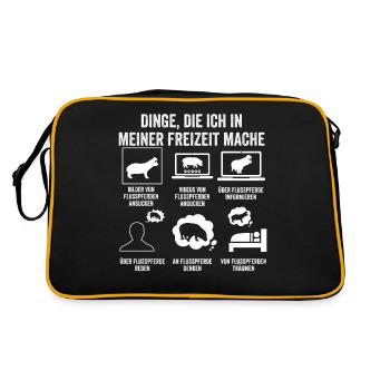 Nilpferd Flusspferd - Retro Tasche - Schwarz/Gold - Hinten