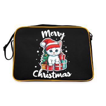 Kitten and Merry Christmas - Retro Bag - black/gold - Back