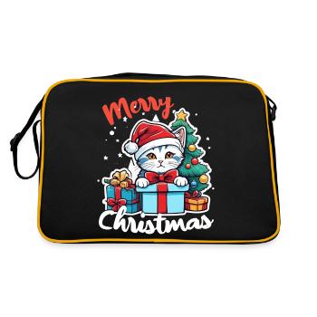 Kitten and Merry Christmas - Retro Bag - black/gold - Back
