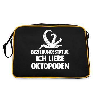Tintenfisch Oktopus - Retro Tasche - Schwarz/Gold - Hinten
