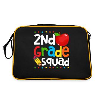 2nd Grade Squad Second Teacher Student 100th Day - Retro Bag - black/gold - Back