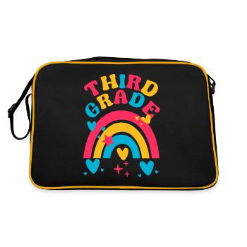 Third Grade 3rd Rainbow Teacher Student 100 Day - Retro Bag - black/gold - Back