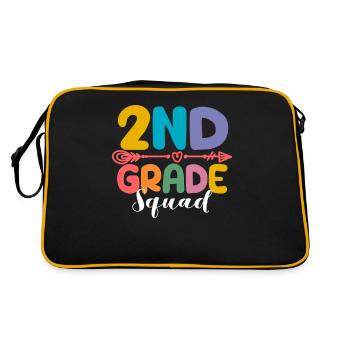 2nd Grade Squad Second Teacher Student 100th Day - Retro Bag - black/gold - Back