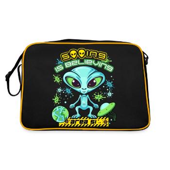 Zone 51 Alien, Extraterrestres Dire, Planète vaisseau spatial - Sac Retro - noir/or - Dos