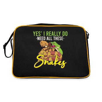 Funny Python Snake / Boa Constrictor - Retro Bag - black/gold - Back