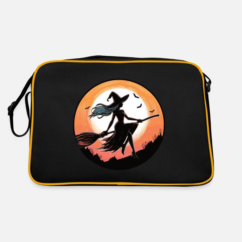 Witch on a broom Retro Bag