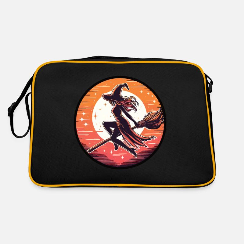 Witch on a broom Retro Bag