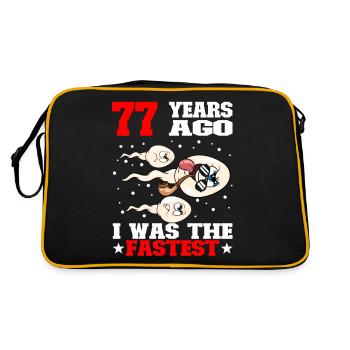 Lustiger Geburtstagsspruch 77 Jahre Alt - Retro Tasche - Schwarz/Gold - Hinten